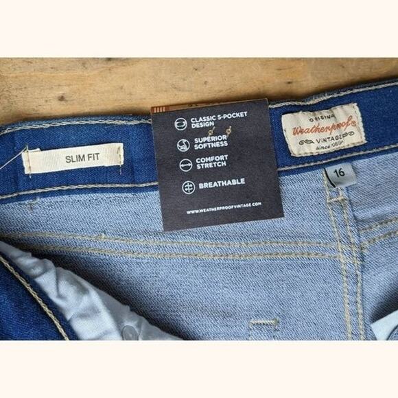 NEW Boys Weatherproof Jeans 16 Blue Slim Straight Comfort Stretch 30 x 29 Indigo - Picture 7 of 7